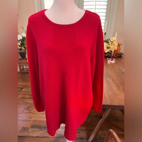 Lane Bryant Red Tight Knit 3/4 Sleeve Sweater Top, Size 18/20 - Picture 1 of 8